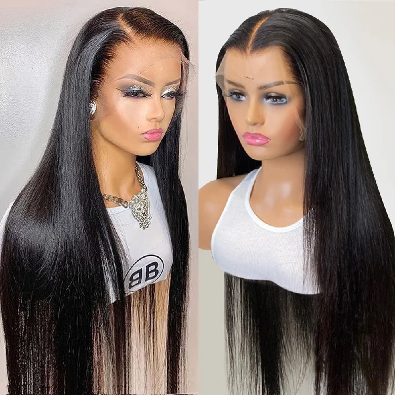 360 Lace Front Human Hair Wigs Brazilian Bone Straight Human Hair Wigs Transparent Lace Frontal Wig For Black Women Pre Plucked