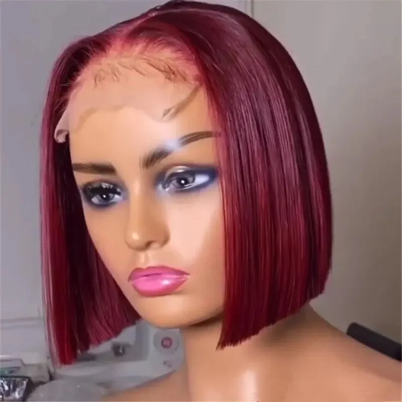 99J Red Burgundy Lace Front Human Hair Wigs