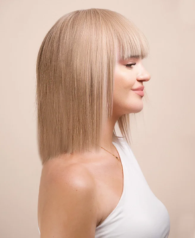 bob wig with fringe - 10" ash blonde.