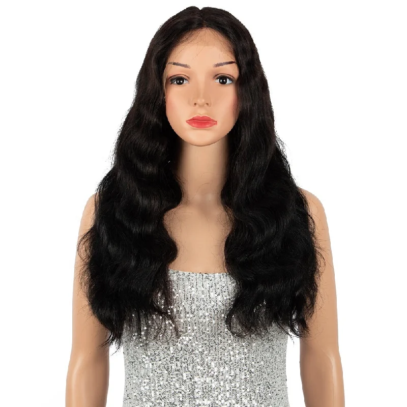 Body wave 18 to 24 inches Hd Swiss Transparent T Part Lace Front raw virgin Human Hair blend Wigs with Baby Hair for Black Women