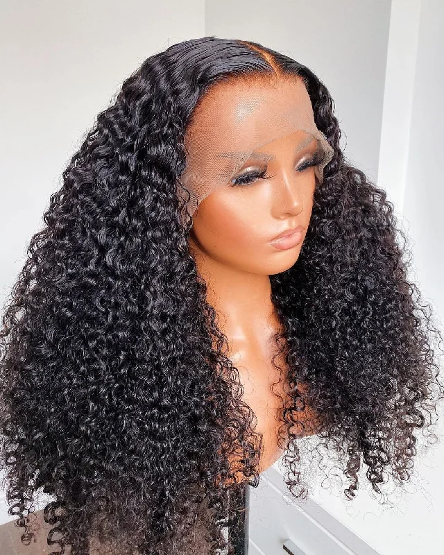 Burmese Raw Virgin Hair Jerry Curly Lace Front Wig Human Hair Deep Part Jerry Curl Weave Short Wig Kinky Curly Wig Lace Front