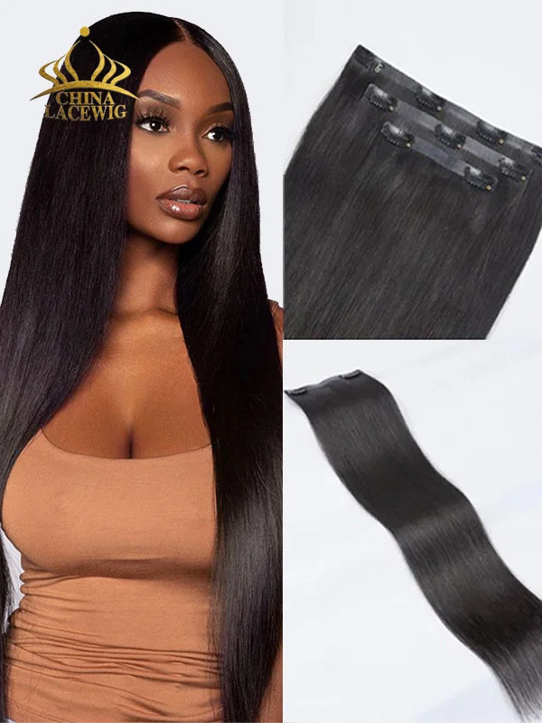 Chinalacewig Straight Natural Color Brazilian Hair Clip In Extension CF523