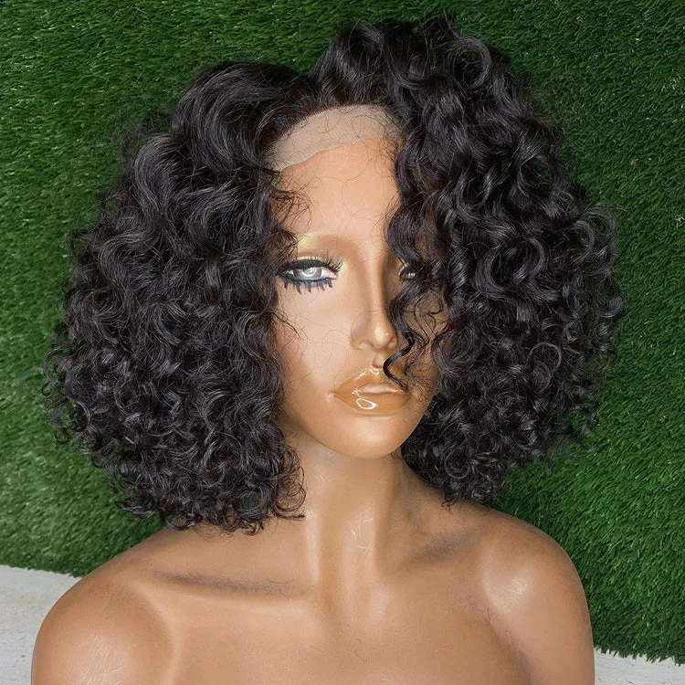 curly wigs With Bangs Natural human hair lace front Water Wave curly glueless full hd lace wigs curly wig with bang