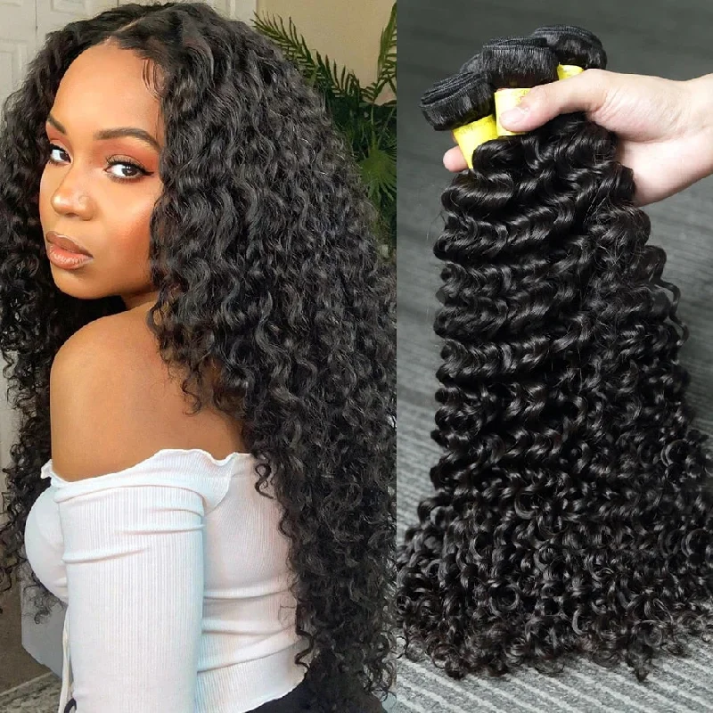 Deep Wave Human Hair Bundles Curly Hair Brazilian Weaving 26 28 Inch Natural Human Hair Remy Loose Deep Wave Hair bundles