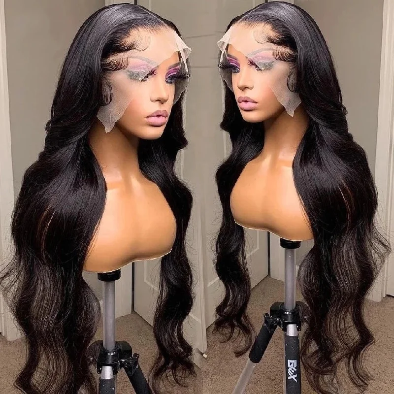 Double Weft 100% Raw Human Hair Deep Body Wave Full Cuticle Aligned Burmese Human Hair HD Lace Front Wig