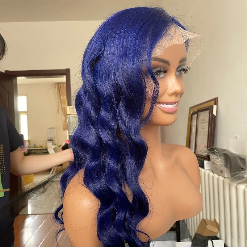 Eseewig Coloerd Green Light Blue Dark Blue Human Hair 13x4 HD Lace Front Wigs for Women Straight/ Body Wave Lace Front Wigs 150%