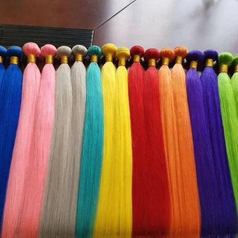 Fast Delivery Factory wholesale dyed color human hair bundles, brazilian colored human hair extensions in stock