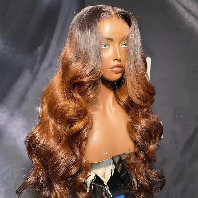 Glueless Black Brown Color Water Wave Wig Pre Plucked Transparent HD Cuticle Aligned Human Hair Lace Front Wigs