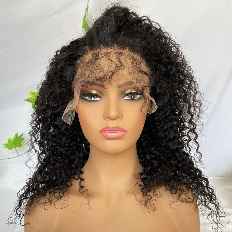 HD Transparent Lace Front Wigs Brazilian Hair Human Virgin Hair Jerry Curl Natural Color Lace Front Wigs