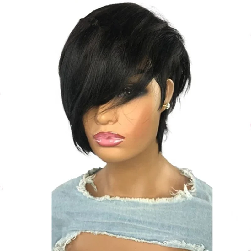 Highknight Transparent Lace Front Brazilian Human Hair Wigs Short Pixie Cut Wig For Women Pre Plucked Short Pixie Human Hair Wig