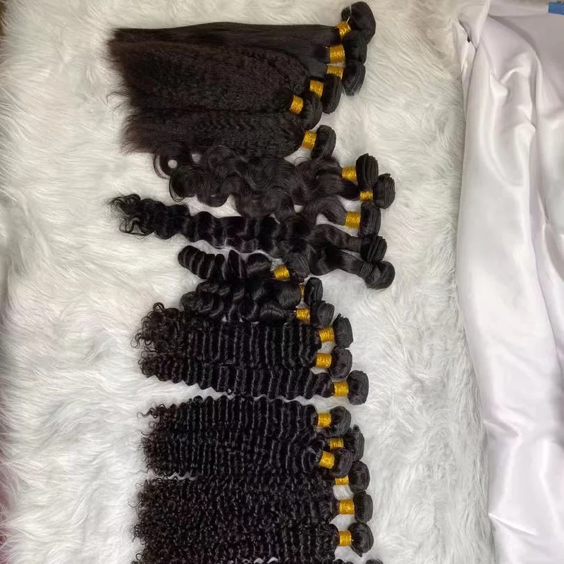 HTHAIR bundle deal top quality Factory Price human hair blend bundles with closure set