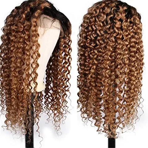 in stock 180% brazilian virgin human hair #4 #30 T mix ombre afro kinky curly color 13x4 hd full lace front wigs for black woman