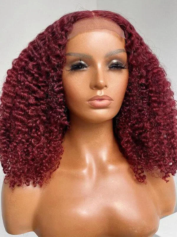 Chinalacewig Transparent Lace Burgundy Deep Curly 13X6 Lace Front Wigs NCF65