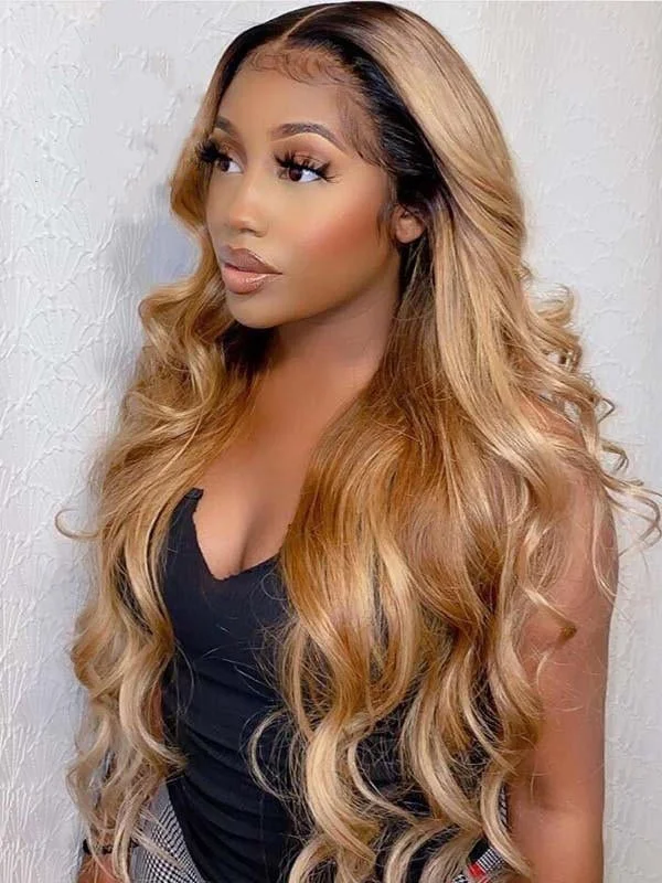 Chinalacewig Undetectable HD Lace Ombre Color Body Wave 13x6 Lace Front Wigs CF401