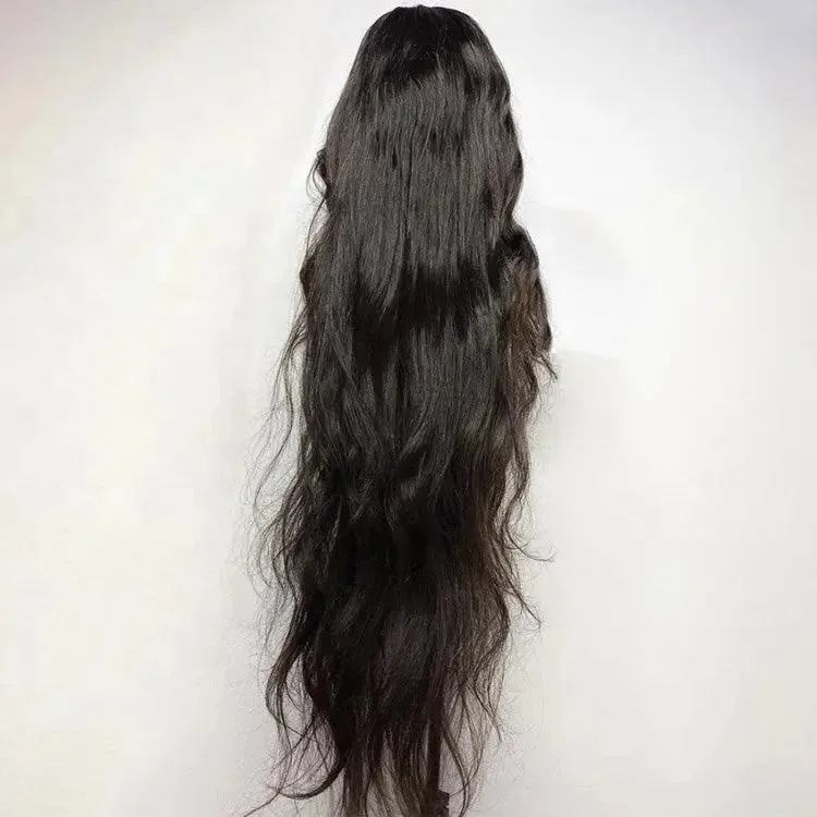 Natural Black Color Water Wave Pre-plucked Natural Hairline Virgin Unprocessed Lace Human Hair Front Wig