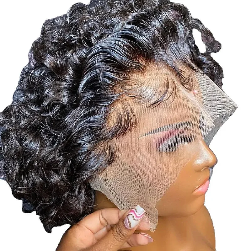 Pixie Cut Wig Short Curly Virgin Human Hair