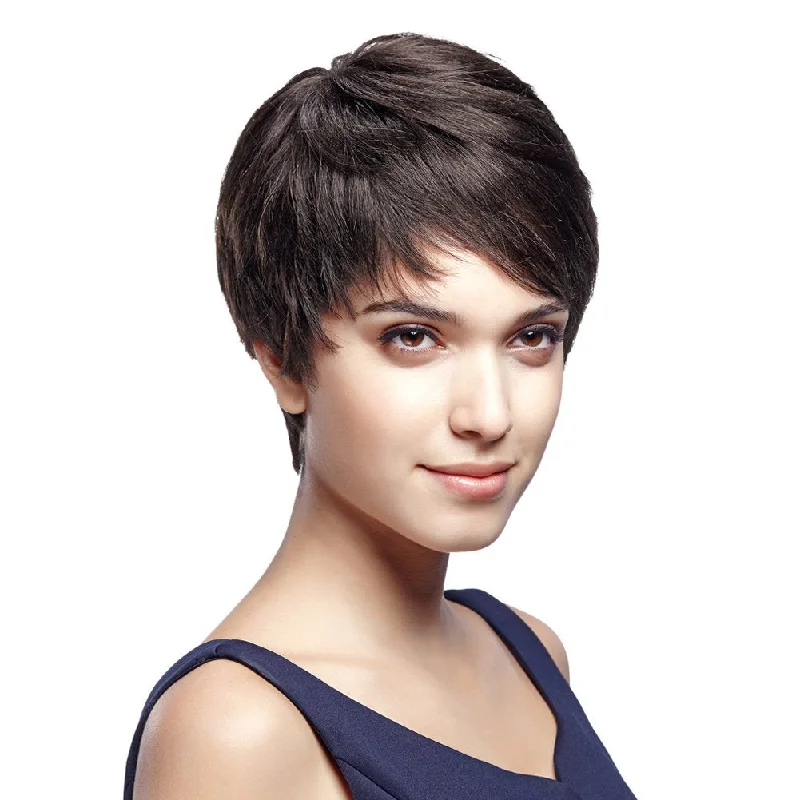 Rebecca Cute Short Pixie Brazilian Human Hair Bob Wig With Bangs 100% Human Hair Natural wave Wigs for Black Women