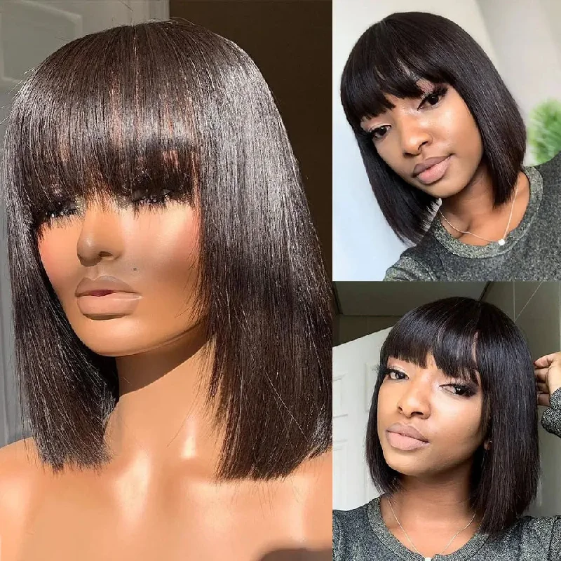 Short Bob Human Hair Wigs With Bangs