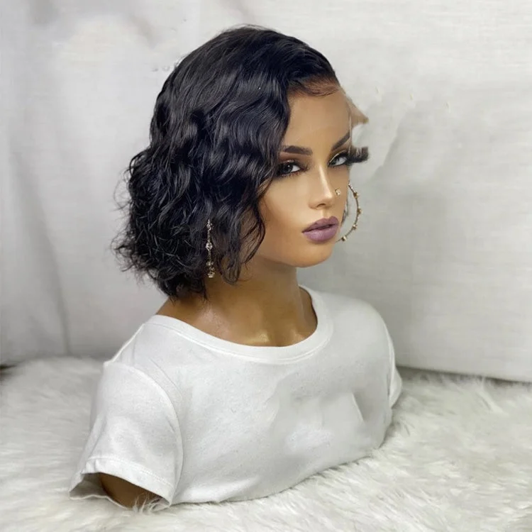 Short Body Wave Hair Human Hair Wig Shot Bob 13*4 Lace Front Wigs  for Black Women