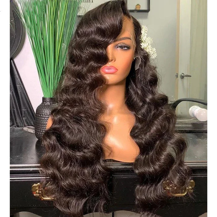 Side Part Bleach Knots Deep Body Wave Full Virgin Cuticle Aligned Human Hair Transparent HD Lace Front Wigs