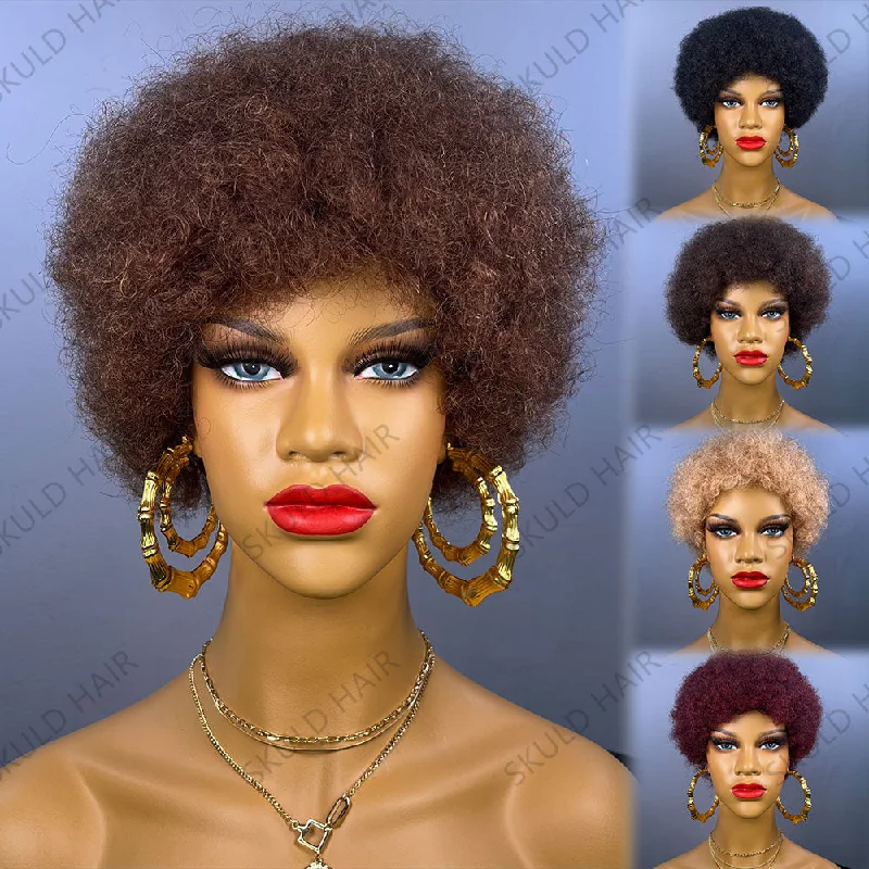 Skuld Short Human Hair Wigs Pixie Cut Human Hair Wigs afro kinky Wig for Black Women Drop Shipping Wholesale