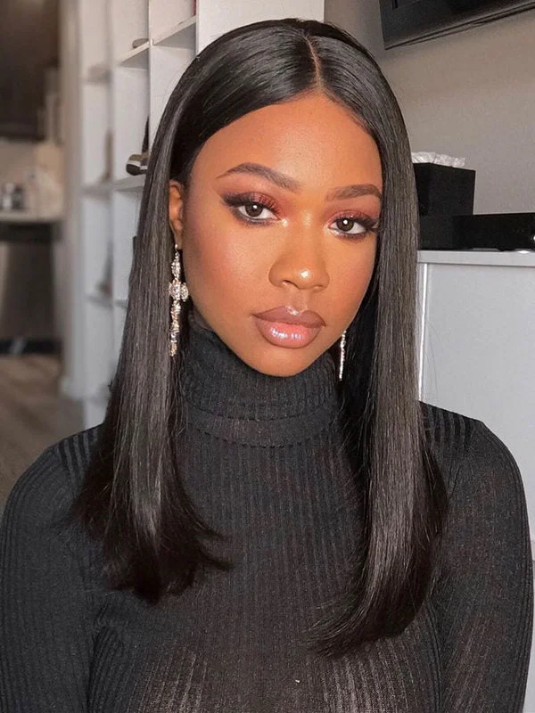 Chinalacewig Silky Straight Bob Glueless 13x6 Undetectable HD Lace Front Wigs NCF61