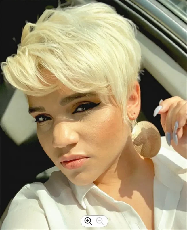 Swiss Lace Pixie Cut Wig Human Hair Lace Front Wigs With Bleached Knots Short Bob Remy Hair Transparent Lace Front Wigs