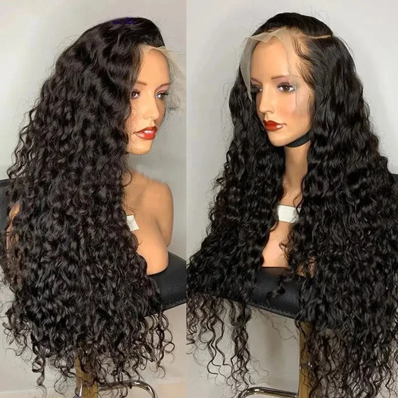 Top Virgin Natural Color Curly Long 100% Human Hair Lace Front Wig For Black Women