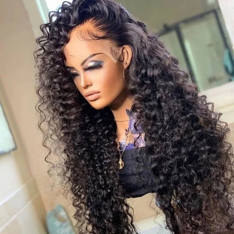 Unprocessed 400% High Density Burmese Curly Full Cuticle Aligned Human Hair Melt HD Lace Frontal Closure Wigs