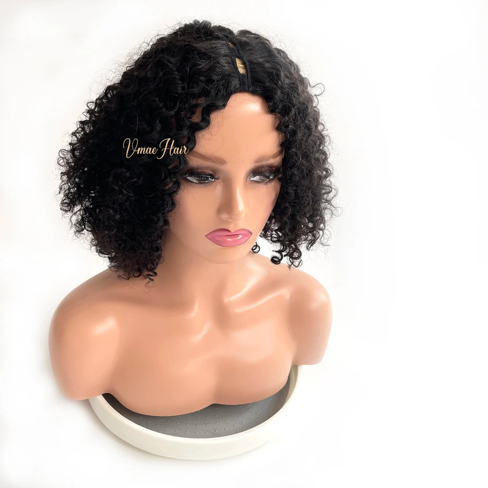 VMAE Mongolian Virgin Cuticle Aligned Raw Hair Afro Kinky Curly U Part Human Hair Wig with Lace Base Style 4C for Black Women