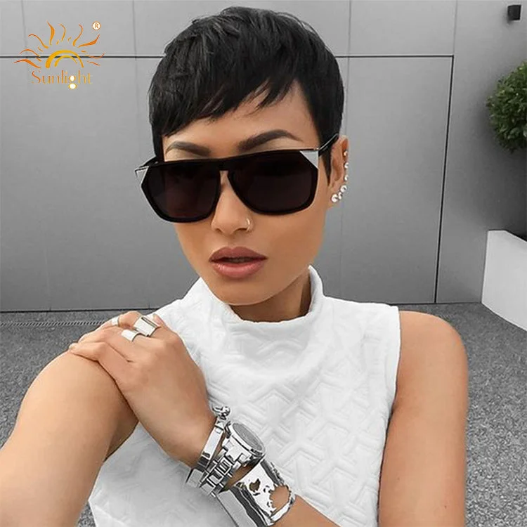 Wholesale New Sunlight hair pixie cut short hair wigs 150 density 100 % brazilian indian human hair straight bob wig short wig