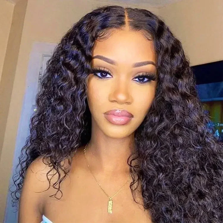 Wholesale Raw Kinky Curly Hair Virgin Cuticle Aligned Human Hair Lace Front Wig For Black Women Transparent HD Lace Frontal Wig