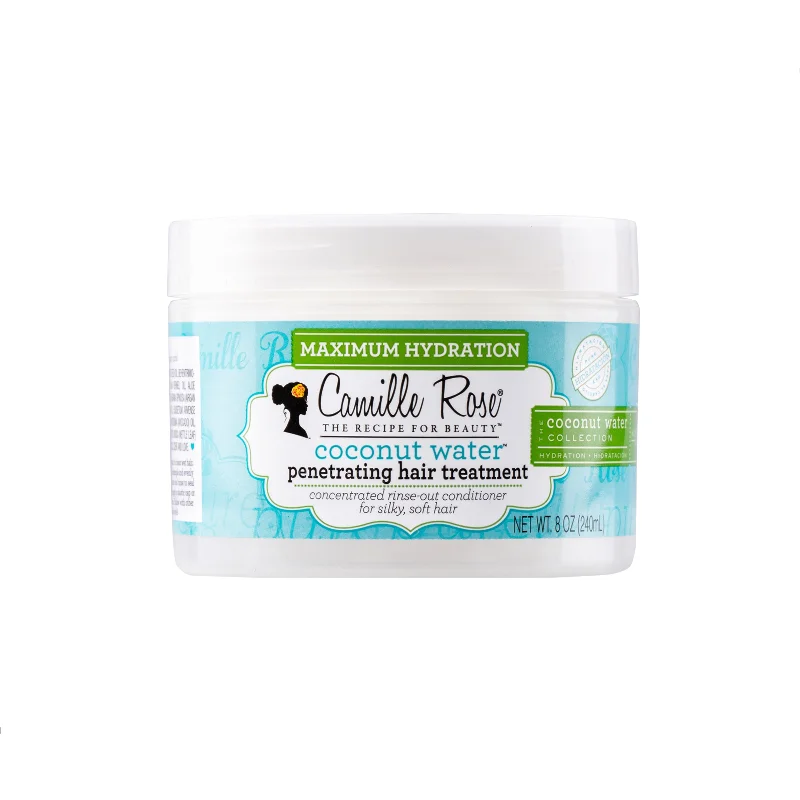 Camille Rose Coconut Water Penetrating Hair Treatment - Deep Moisturizing Conditioner for Dehydrated Strands, 8 oz