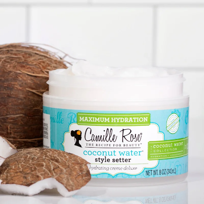 Camille Rose Coconut Water Style Setter Hydrating Hair Creme Gel for Curly Hair Types, 8 oz