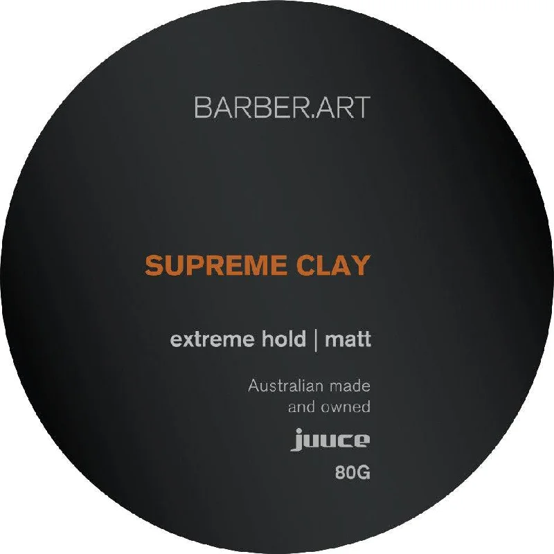 Juuce Barber.Art Supreme Clay 80g Extreme Hold and Matt Finsh                                                        .