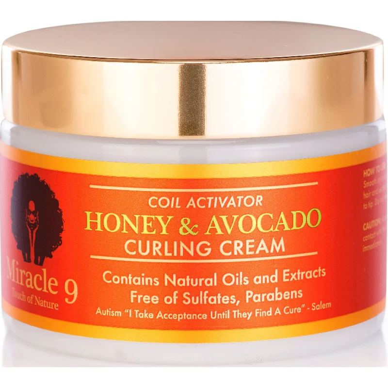 Miracle 9 Coil Activator Honey & Avocado Curling Cream 12 OZ