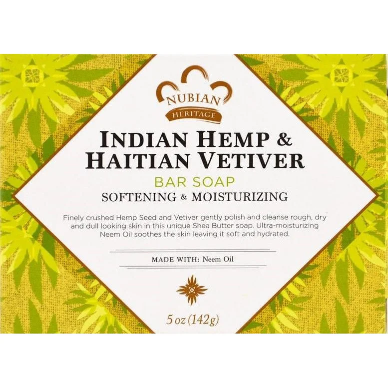 Nubian Heritage Indian Hemp & Haitian Vetiver Soap Bar, 5 Oz