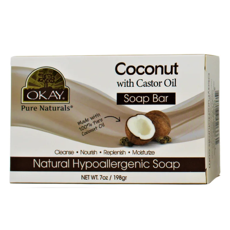 OKAY Coconut & Castor Oil Soap Bar – 7oz / 198g | Natural Moisturizing & Cleansing for All Skin Types