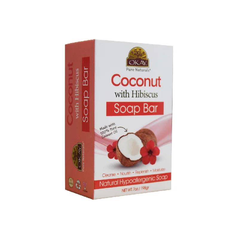 OKAY Coconut & Hibiscus Nourishing Soap Bar – 7oz / 198g | Natural Exfoliation, Hydration & Healing for All Skin Types