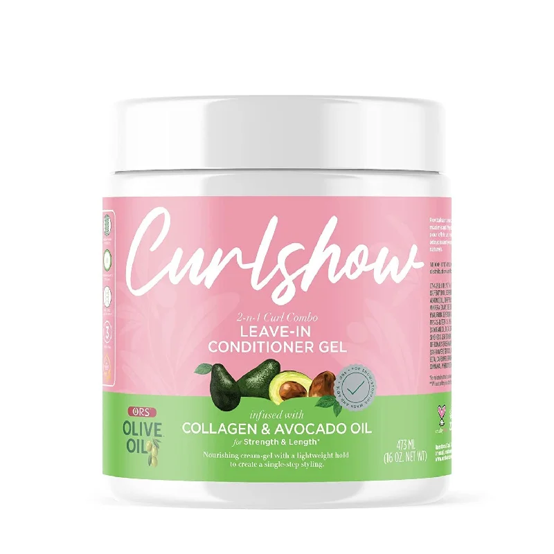 ORS Olive Oil Curlshow Leave-In Conditioner Gel Infused with Collagen & Avocado Oil for Strength & Length (16.0 oz)